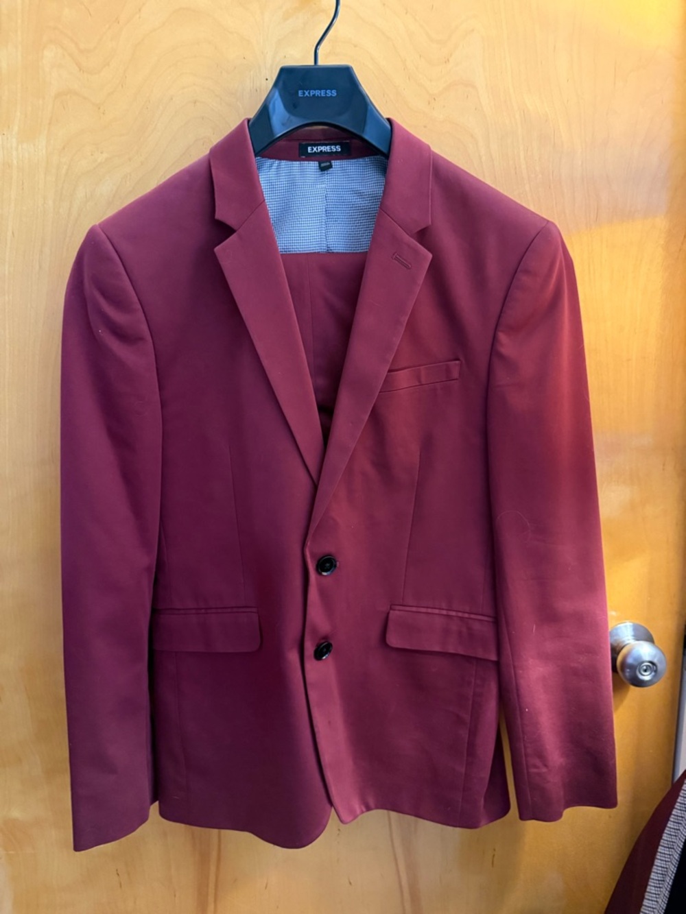 Express Men's Wine Red Two-Button Blazer